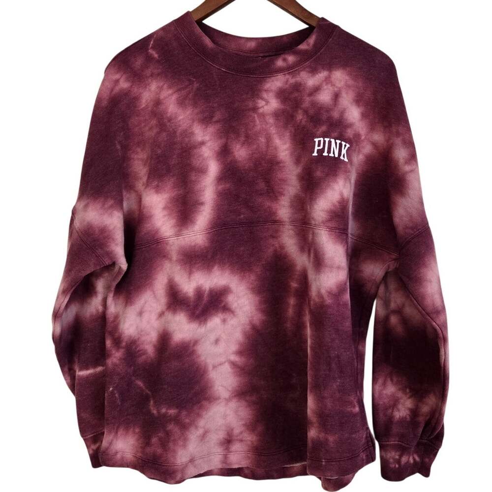 Victoria Secret PINK Oversized Tie Dye Varsity Crewneck Sweatshirt Y2K VSCO Cozy